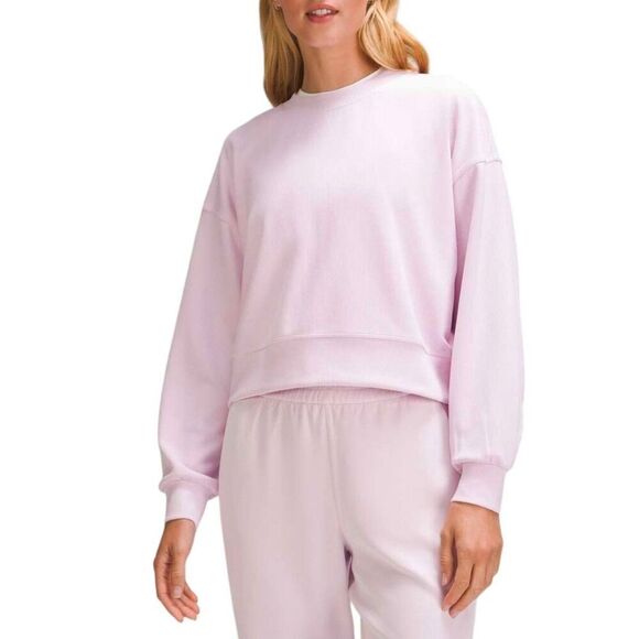 Lululemon Ribbed Softstreme Perfectly Oversized Cropped Crew *Meadowsweet Pink - Picture 1 of 8